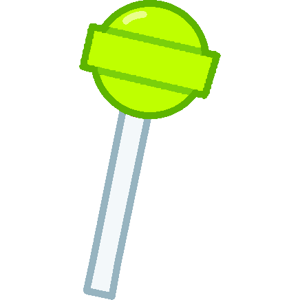 a green spherical lollipop with a band around the centre.
